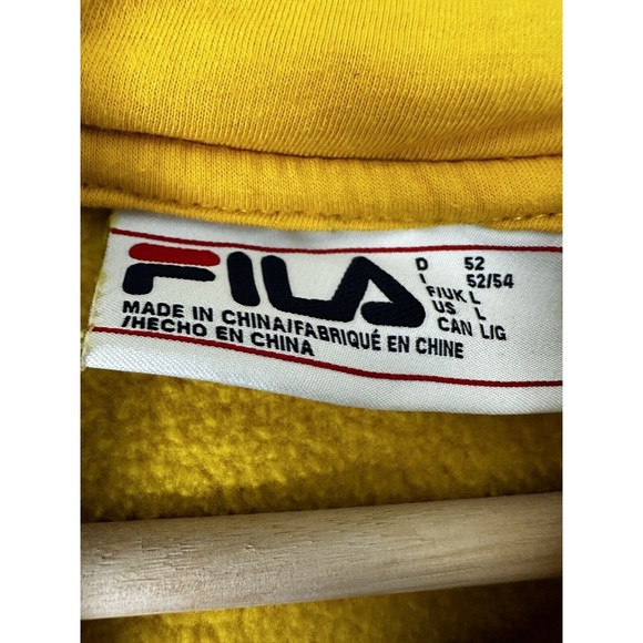 Fila Sweatshirt Men's Large Yellow Hoodie Sweater Pullover Logo * Authentic - Picture 5 of 6